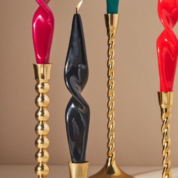 Anthropologie Glossy Twist Taper Candle - Picture 2 of 14